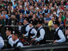 The nerve-wracking wait at the line, World Pipe Band Championships, 2010. Left to right is Graham Drummond, Mark Faloon, Donald MacPhee, Megan Canning, Emmett Conway, Ian Lyons and Stuart Irvine.