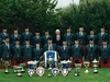 Field Marshal Montgomery Pipe Band in their distinctive grey jackets and Royal Stewart tartan