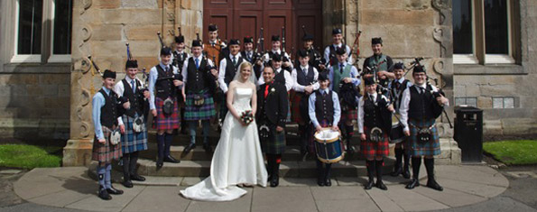 The McLarens with the National Youth Pipe Band of Scotland