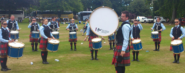 The FMM drum corps at the Scottish Pipe Band Championships